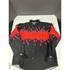 VTG Brooks & Dunn Flames Panhandle Slim Buttons Shirt Womens XL READ